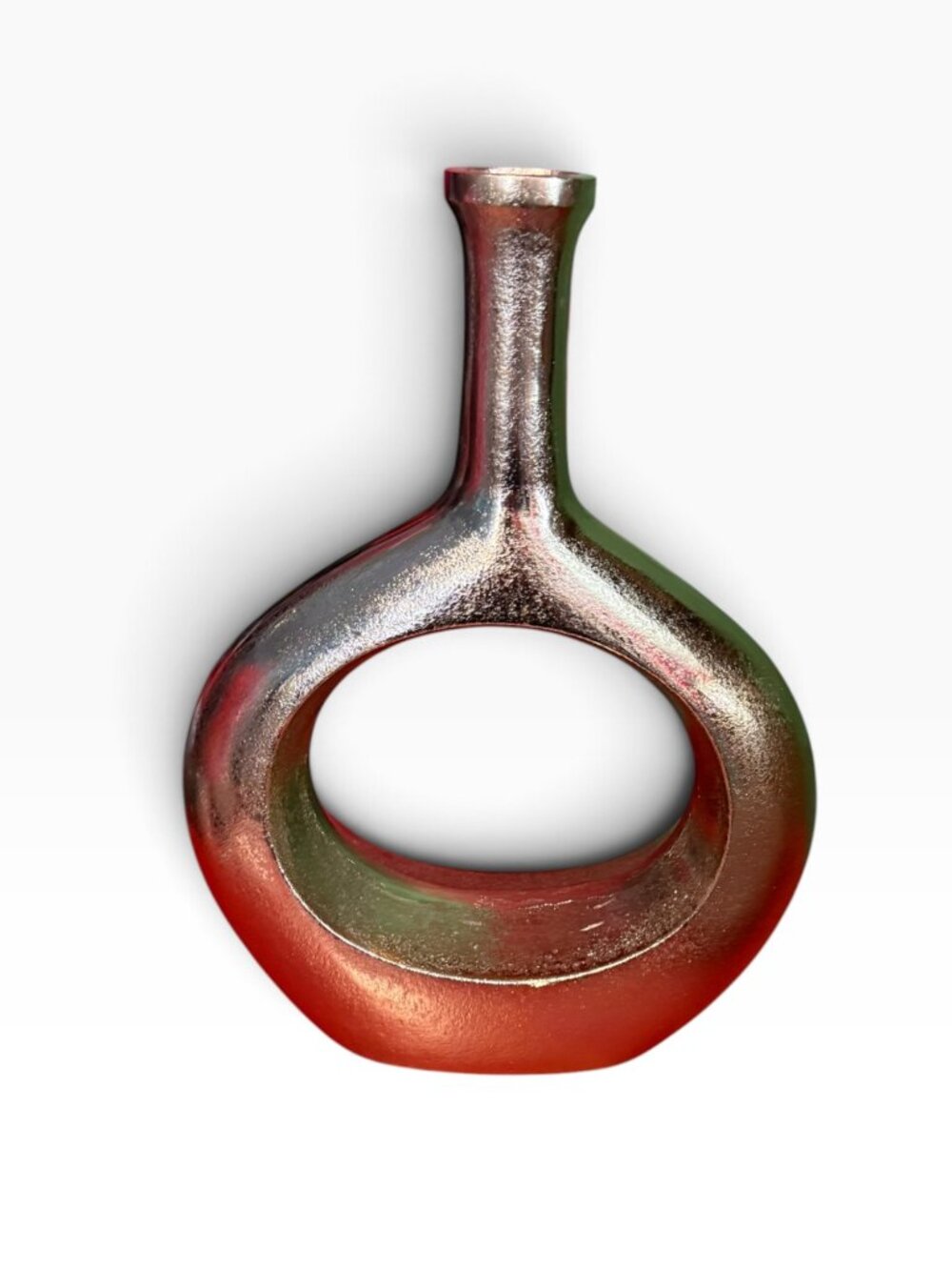 Modern Metallic Ring‑Form Vase – 15” Collectible Accent Piece